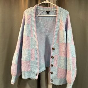 Torrid Pink and Blue Checkered Cardigan